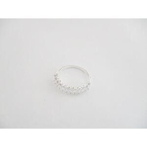 Silver Ring with Oval Clear Stones, 17mm opening